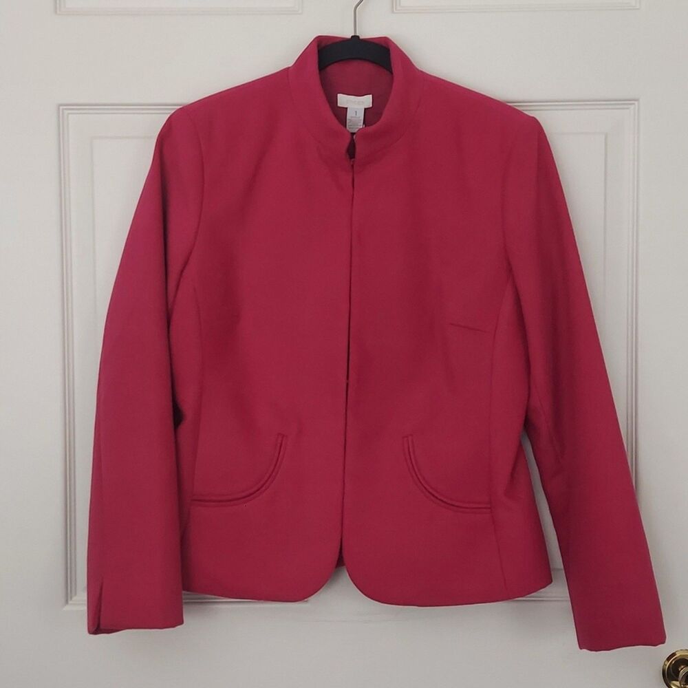 NWT Chico's Pink Smooth Plush Zip Jacket Blazer Sz 1 M